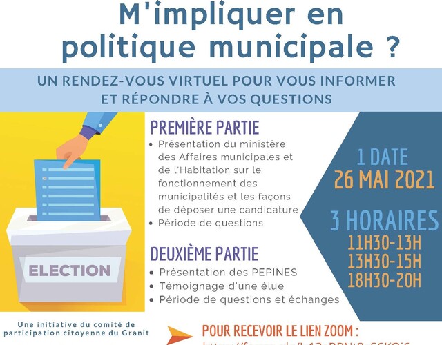 Séances d'information M'impliquer en politique municipale?